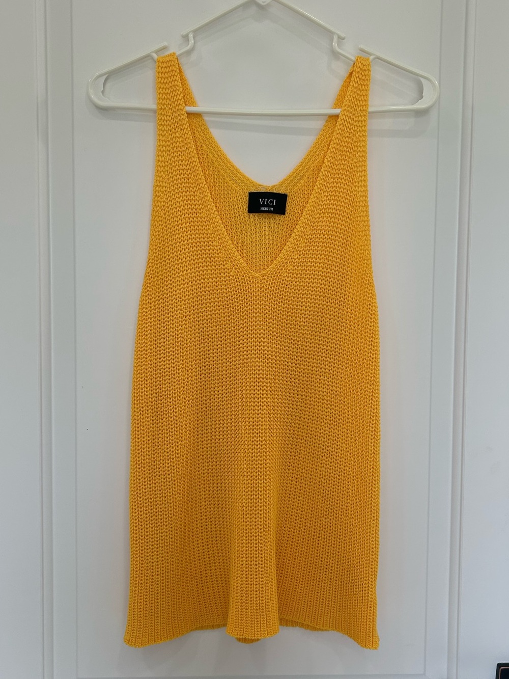 VICI Yellow Knit V-Neck Tank / Medium